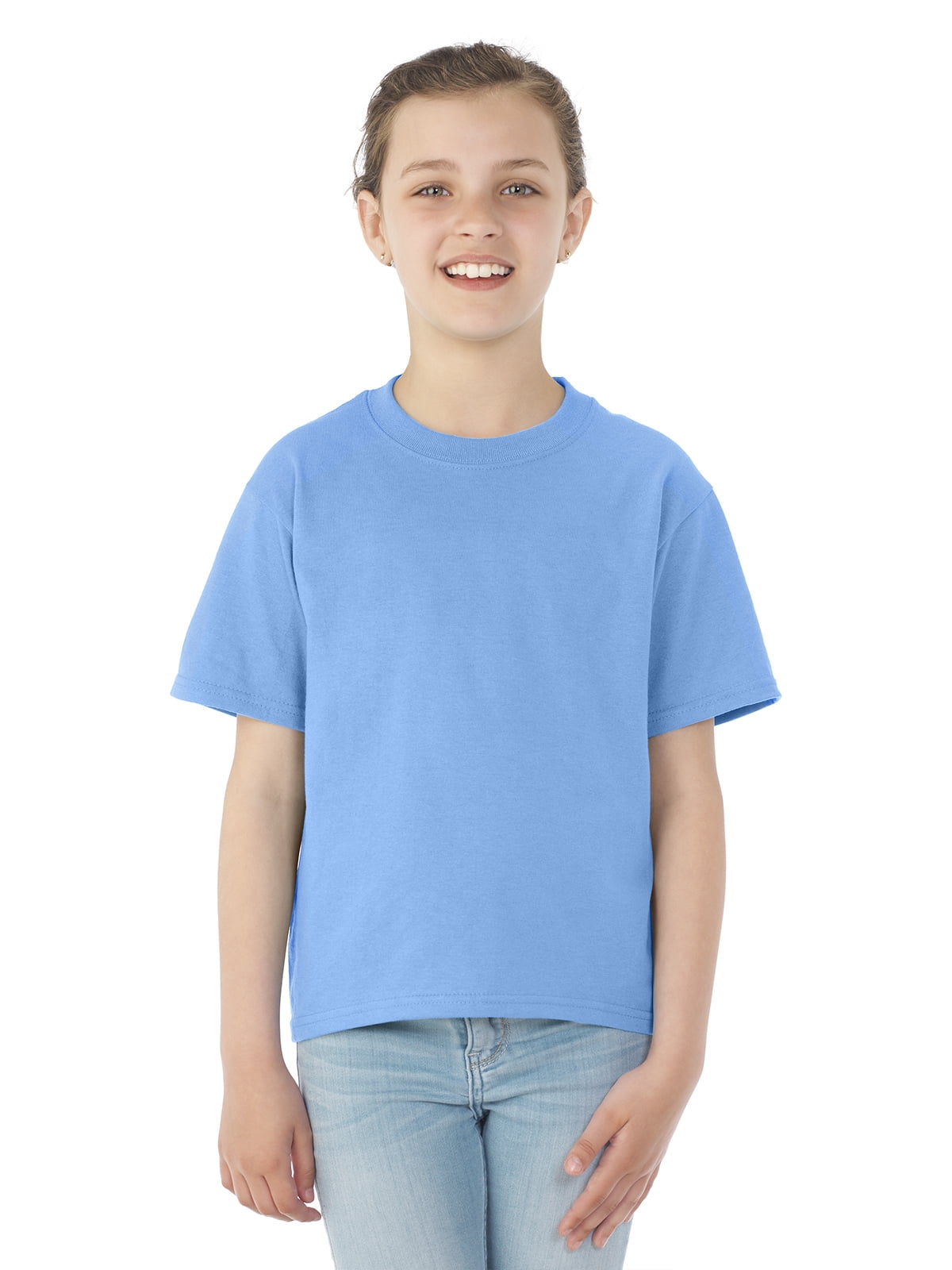Jerzees Youth DRI-POWER Active Short Sleeve Crew T-Shirt, XS, Light Blue