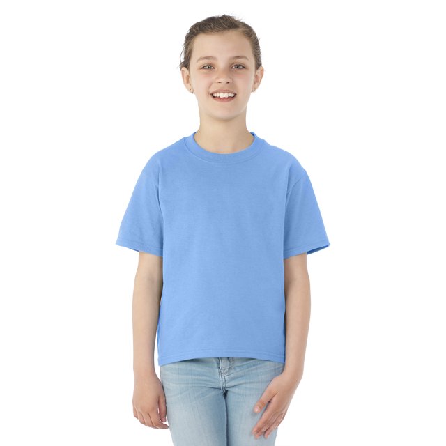 Jerzees Youth DRI-POWER Active Short Sleeve Crew T-Shirt, L, Light Blue
