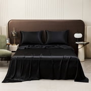 UsRHHA Premium Silk Bedding, Large Size 106.3x96.85 Inch Washable Bed Sheet for Master Bedroom, Elegant Satin Sheet Set for Adults