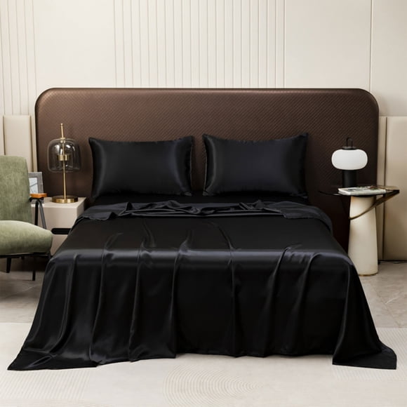 Danhjin Cloth Fabric Bed Sheet Solid Color Ease Friendly Washable Sheets Luxurious Silk Bedding Bed Sheets