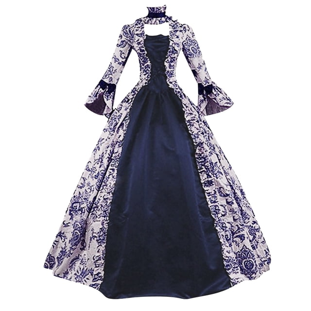WILLBEST Robes pour Femmes Robes pour Femmes Grande Taille Mode Style Gothique Robe Midi Vintage Corset Manches Longues Évasées Robe Trapèze de Soirée