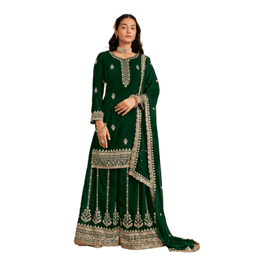 Fait sur Mesure Georgette Fait sur Mesure avec Broderie Lourde Prêt-à-Porter Cousu salwar kameez Palazzo Sharara