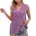 thumbnail image 1 of Dealovy Débardeurs pour Femmes Col en V Sans Manches Camisole à Illets Boutonnée Décontractée Ample Été Sortie, 1 of 7