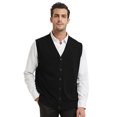thumbnail image 1 of TOPTIE Men Sweater Vest Solid Knitted Lightweight Thermal Cardigan-Black-L, 1 of 10