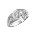 thumbnail image 3 of RYLOS Men's Rings Sterling Silver Rings Classic Designer Style 8X6MM Oval Gemstone & Diamond Ring White Topaz April Birthstone Rings For Men Size 11, 3 of 7