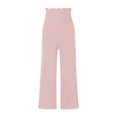thumbnail image 4 of Pantalon à Jambe Grand pour Femmes Boho Taille Haute Élastique en Coton et Lin Pantalon Habillé Été Décontracté Détente Coupe Ample, 4 of 5