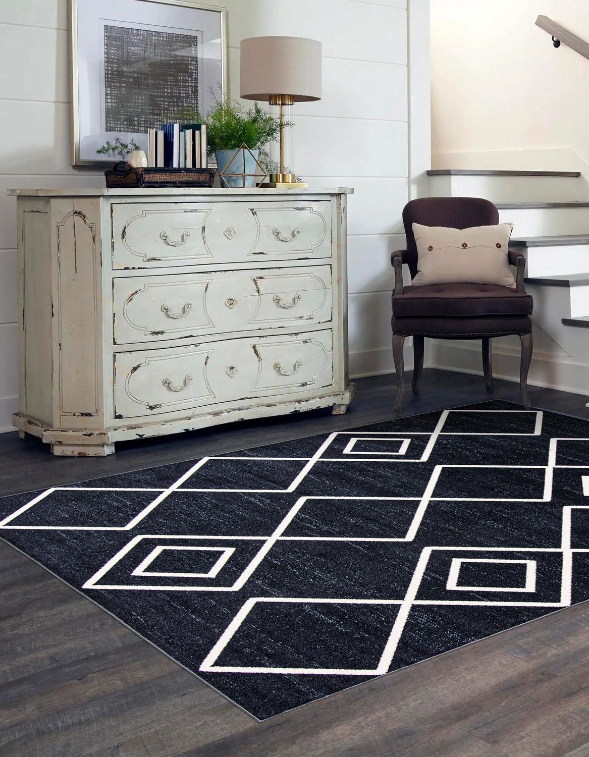 ECARPET Washable Geometric Area Rug & Runner for Living Room, Bedroom, Kitchen, Hallway