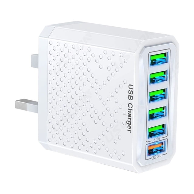 6 Ports USB Charger 3.1A Fast Charger 6 in 1 Multi Charger US Plug Charger Adapter