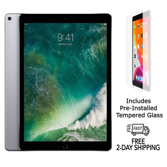 iPad Pro Apple Remis à Neuf 12,9 Po (1re Gén.) avec Verre Trempé Préinstallé (Wi‐Fi) 128 Go Gris Cosmique (Grade A)