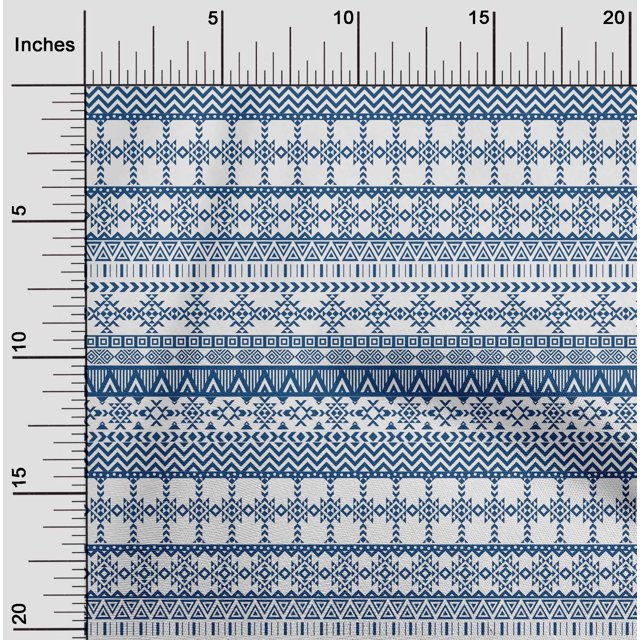 oneOone Cotton Cambric Blue Fabric Aztec Tribal Craft Projects Decor Fabric Printed By The Yard 56 Inch Wide