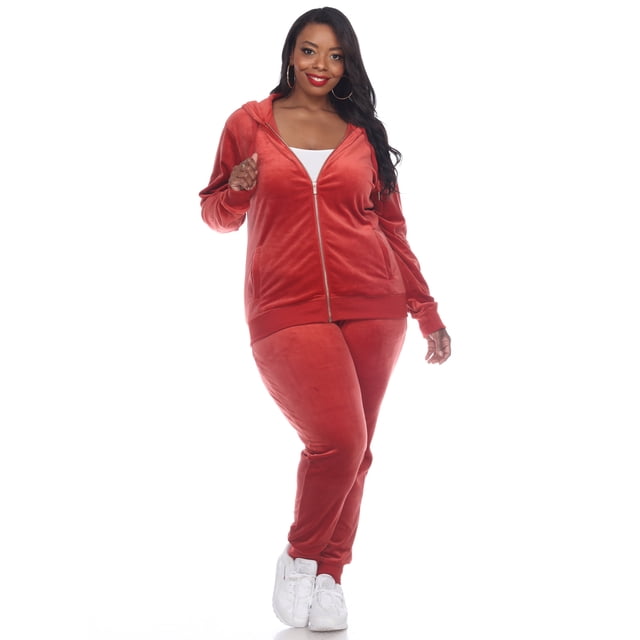 White Mark Women's 2 Piece Velour Tracksuit Set