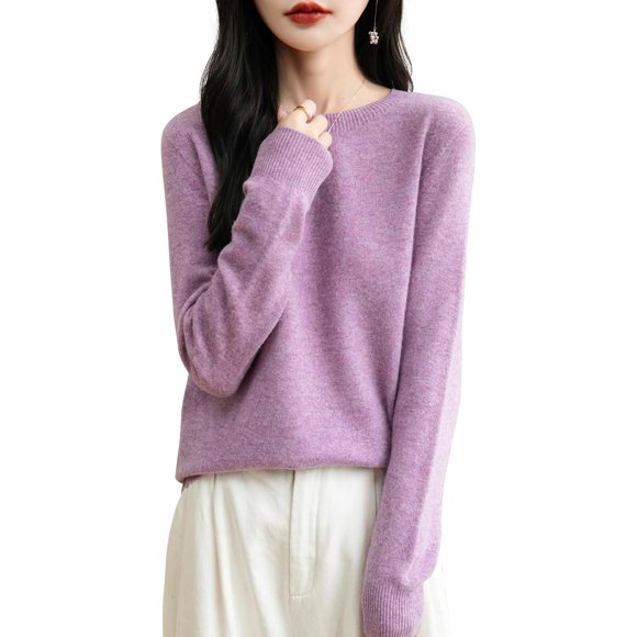 Chanyarn Women's 100% Merino Wool Sweater Winter First-Line Ready to Wear Long Sleeve Crewneck Seamless Knit Pullover