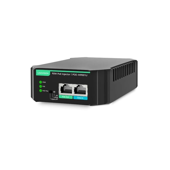 LINOVISION Gigabit 90W 802.3bt PoE Injector, Compatible with Standard and Legacy Non-Standard PD Device, PoE++ Injector for High Power Consumption PTZ Camera, VoIP Phone