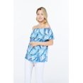 thumbnail image 2 of Women's Hawaiian Off-Shoulder Ruffle Muumuu Top in Simply Blue Leaf S, 2 of 5