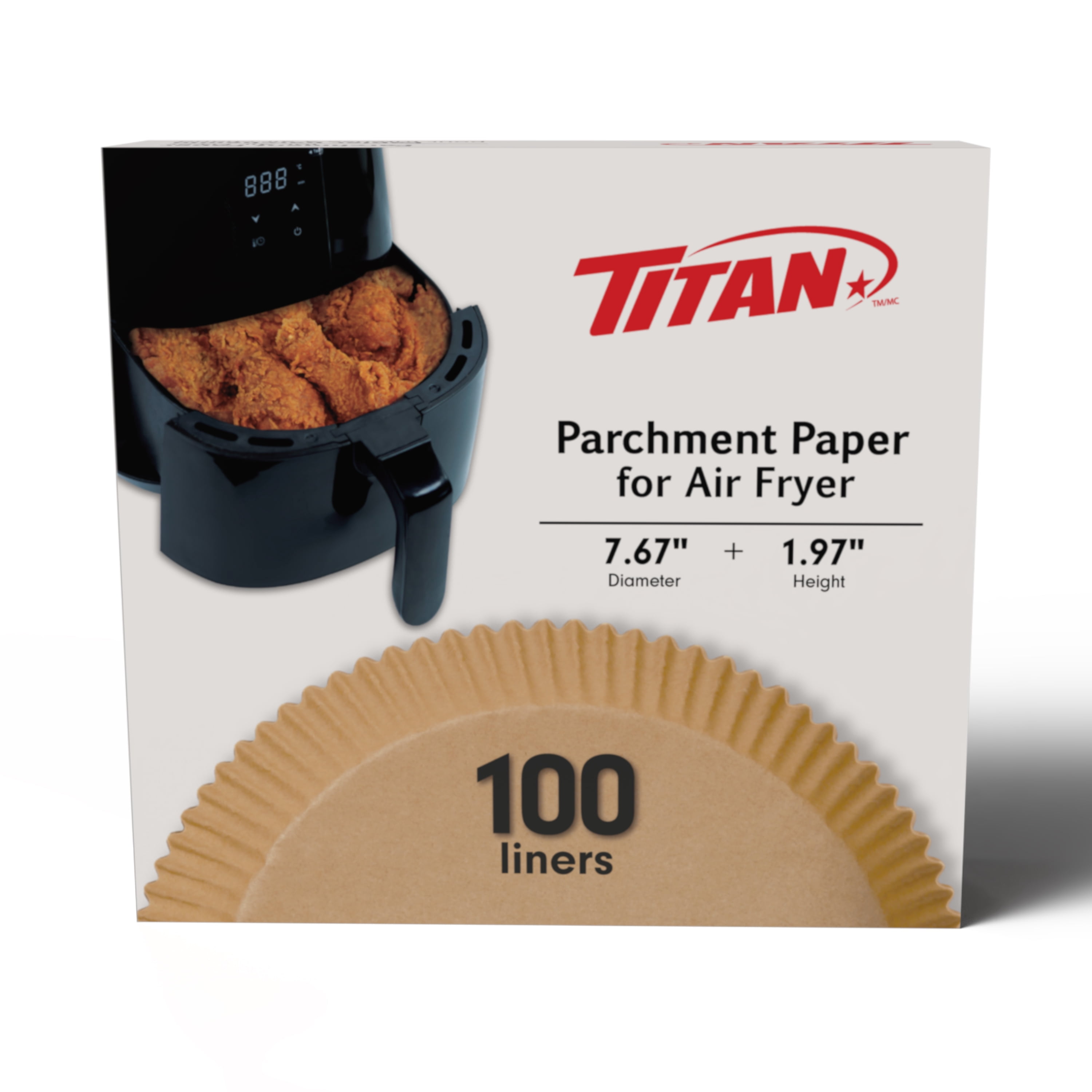 TITAN Parchment Paper Air Fryer Liners, Round Form, 19.5 cm, 100 Count