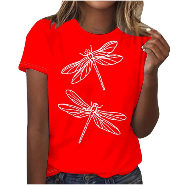 Meichang T-Shirts Chemises pour Femmes Mignons T-Shirts d'Été Mode Hauts Imprimés Animaux Décontractés Manches Courtes T-Shirt Basique Ample Col Rond Chandail T-Shirts