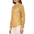 thumbnail image 4 of INSPIRE CHIC Women's Crochet Lace See Through Floral Ruffle Neck Blouse S Yellow-1, 4 of 7
