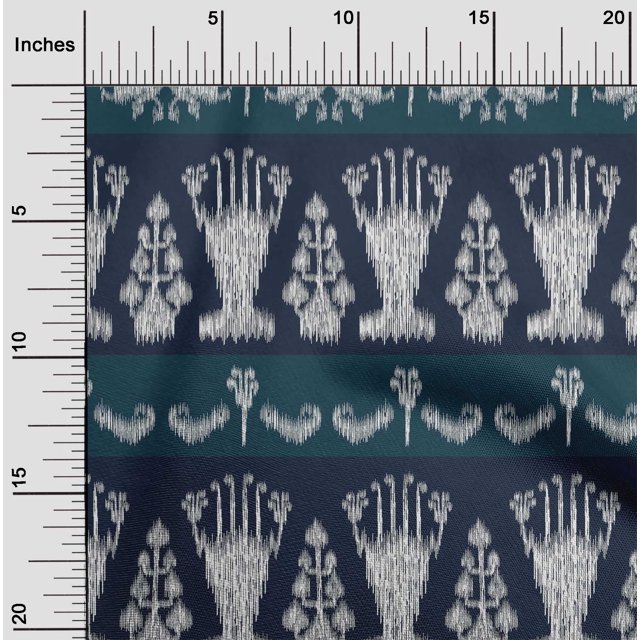 oneOone Georgette Viscose Fabric Ethnic Ikat Printed Craft Fabric BTY 42 Inch Wide