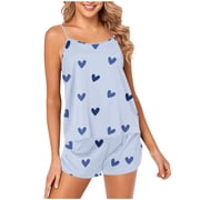 cfhntfmh Women's Pajama Set Sleeveless Cami Shorts Pajamas Summer Sleepwear Soft Comfy Nightwear Pjs Lounge Set