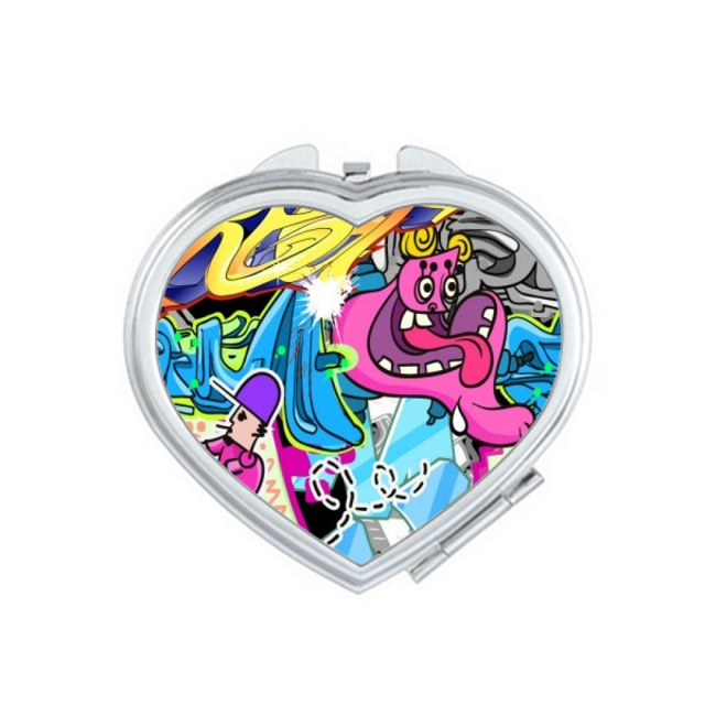 Graffiti Culture de Rue Monstre Coloré Miroir de Voyage Grossissant Portable de Poche Maquillage