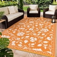 thumbnail image 2 of Nanan 5x8 Waterproof Outdoor Rug, All-Weather Floral Pattern Patio Mat, UV Resistant, Stain Resistant, Easy Clean Plastic Rug for Yard, Deck, Balcony, Camping,Orange/White, 2 of 8