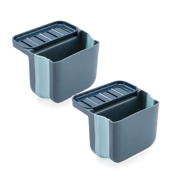 Oleegame 2PC Spoon And Lid Rest Sink Double Suction Cup Retractable Dry And Wet Separation Residue Filter Rack Blue