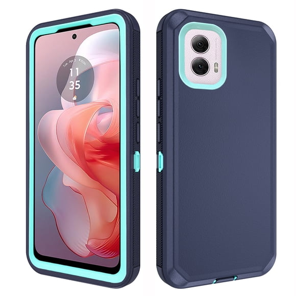Asuwish Compatible with Motorola Moto G Power 5G 2024 Phone Case Hybrid Rugged Shockproof Hard Protective Drop Proof Full Body Heavy Duty Mobile Cell Cover for G5 Women Men Blue