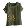 thumbnail image 4 of SMihono Hauts d'Été Décontractés pour Femmes, Chemise Ample à Manches Courtes et Col Rond avec Imprimé Floral, Grande Taille, 4 of 5