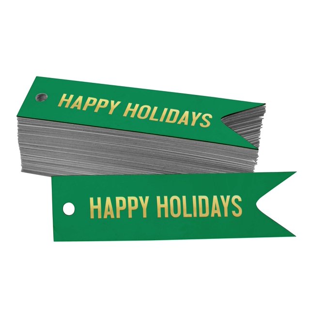 Inkdotpot Pack Of 100 Happy Holiday Favor Paper Tags Craft Real Gold Foil Hang Tags