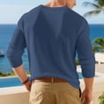 thumbnail image 4 of asjyhkr Chandails de Dessous pour Hommes à Boutons Col Ras du Cou Manches Longues Chandail Uni Décontracté Respirant Randonnée Vacances Plage Hauts, 4 of 7