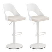 Gymax Bar Stools Set of 2 w/Enlarged PU Leather Seat Footrest Swivel Bar Chairs White