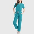 thumbnail image 2 of ZVNAΖH Women's Scrub Set - Notched V-Neck Scrub Top & Straight-Leg Pants, with 5 Pockets, 4-Way Stretch Medical Uniform Set, 2 of 3
