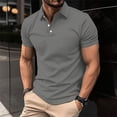 thumbnail image 2 of Sentmoon Hauts pour Femmes Grande Taille Coupe Ample Col Rabattu Manches Courtes Extensible Chemise Hawaïenne de Plage Couleur Unie Blouse pour Hommes Tendance pour la Plage et la Natation Gris P, 2 of 7