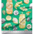 thumbnail image 1 of Soimoi polyester Crepe Fabric Lemon Slice Jar,Cucumber & Ginger Vegetable Decor Fabric Printed Yard 52 Inch Wide, 1 of 3