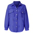 thumbnail image 4 of SHIXIAOO Women's Ripped Oversized Denim Jacket Casual Long Boyfriend Distressed Denim Jacket Womens Jackets Fall Casual Button down Button Jean Womens Summer Jackets Denim Jacket Lightweight Fringe, 4 of 8
