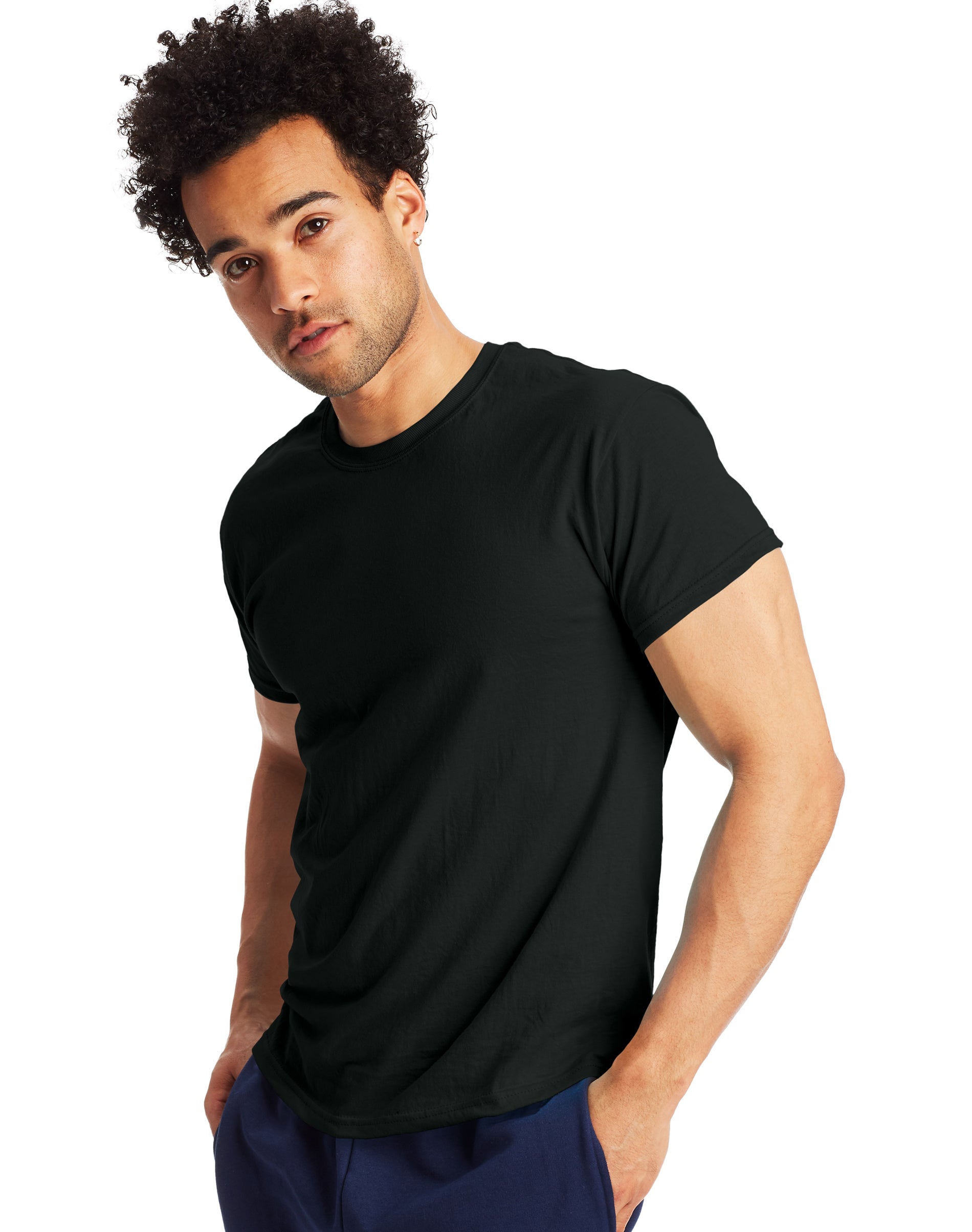 Hanes T-Shirt à Manches Courtes Col Rond X-Temp pour Hommes Lot de 2, L, Noir