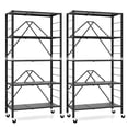 thumbnail image 1 of Gymax 2PCS Foldable Storage Shelf w/ Wheels Adjustable Shelves Metal Shelving Unit, 1 of 9