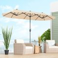 thumbnail image 4 of Gymax Parasol de Patio Double Face de 13 Pi avec Manivelle, Base de Parasol, Verrou de Sécurité, Beige, 4 of 10