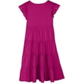 thumbnail image 4 of BYHONG Robes d'Été pour Filles à Double Couche à Manches Volantées Fluides Robe Trapèze Décontractée Dégradé Robes Midi Jupes Robes pour Filles Rose Vif 120, 4 of 7