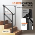 thumbnail image 3 of KFFKFF 2-3 Step Outdoor Handrails for Seniors, Black Steel Square Tube Design, 3 of 9