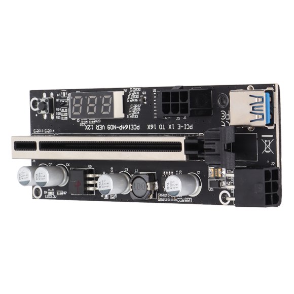 Mining Riser Card, Wide Compatibility PCI E Adapter Card Temperature Display With Cable USB Adapter Cable For AIT Coin Mining