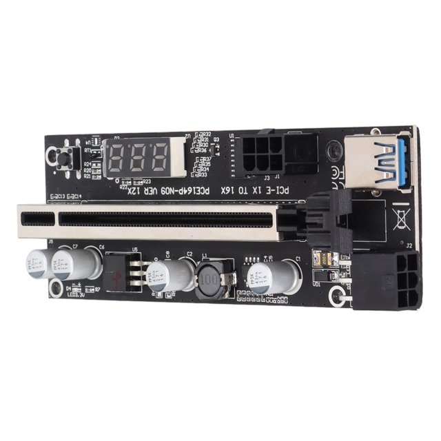 Mining Riser Card, Wide Compatibility PCI E Adapter Card Temperature Display With Cable USB Adapter Cable For AIT Coin Mining