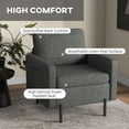 thumbnail image 4 of HOMCOM Fabric Accent Chair Modern Armchair w/ Metal Legs Side Pockets Grey, 4 of 10