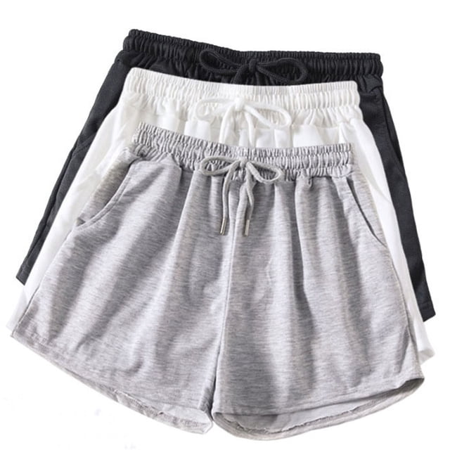 Diufon Womens 3PCS Jogger Shorts Elastic Waist Drawstring Yoga Shorts Solid Color Shorts with Pockets
