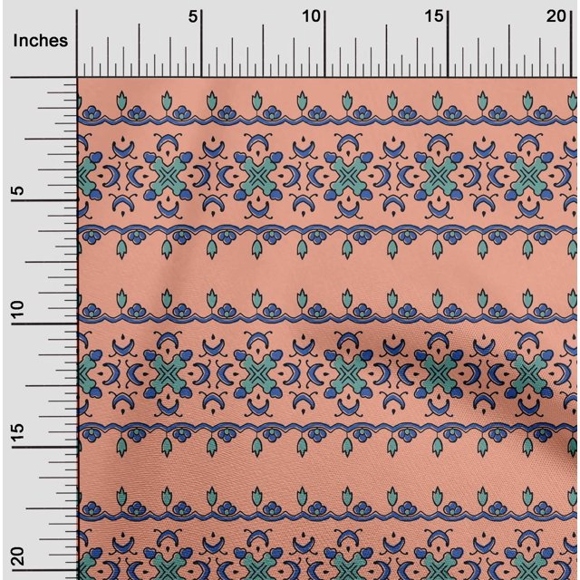 oneOone Cotton Poplin Fabric Floral Block Printed Craft Fabric BTY 42 Inch Wide