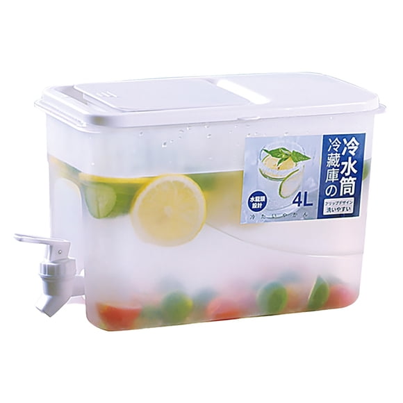 1 Gallon Drink Dispenser for Fridge with Spigot, Plastic Beverage Dispensers for Parties and Daily Use, Hot and Ice Juice Tea Water Container with Lid, 11.02x5.39x6.53"