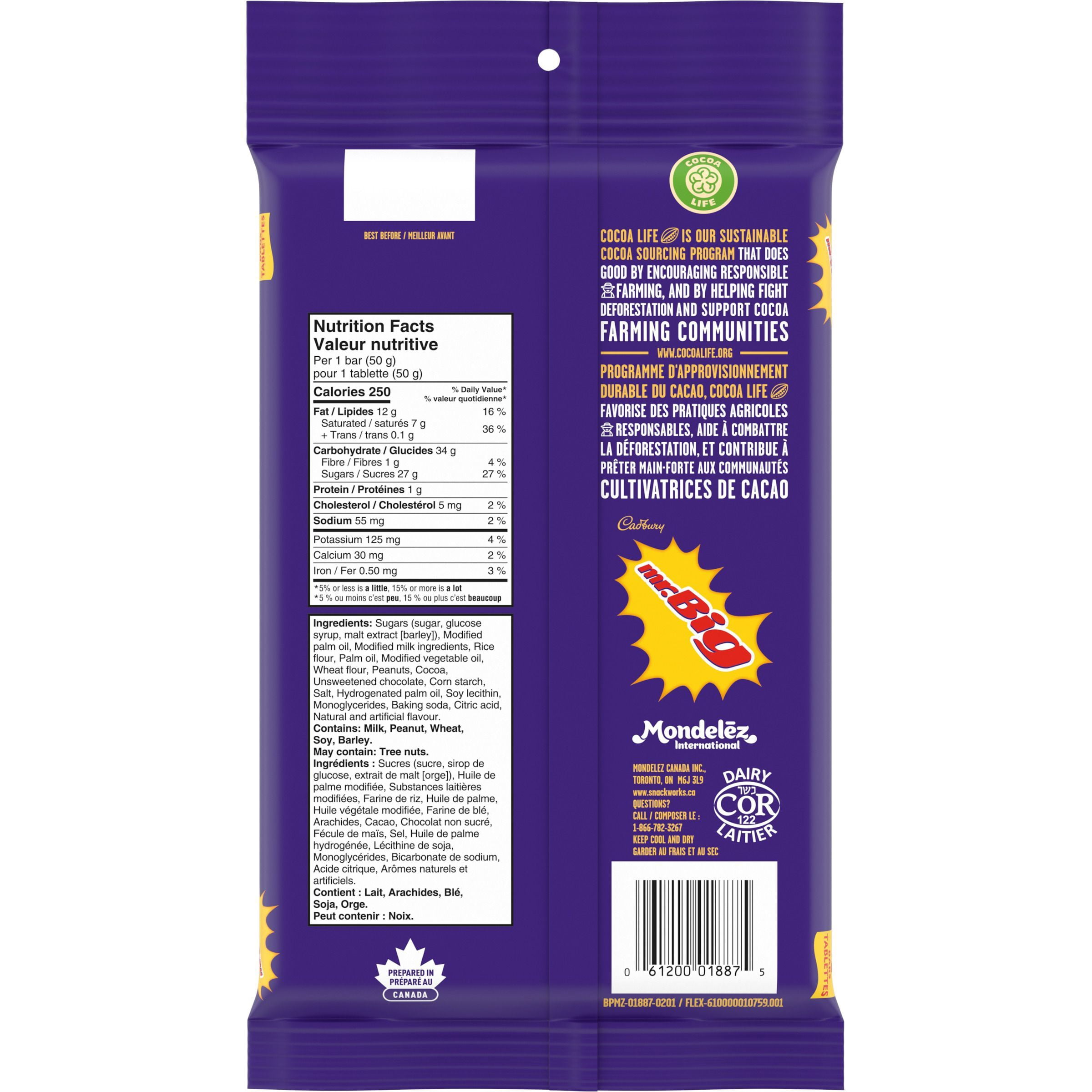 CADBURY MR. BIG, friandises à saveur de chocolat, gâterie sucrée, emballage multiple (4 emballages)