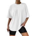 thumbnail image 2 of B91xZ Hauts pour Femmes Mignon Graphique Manches Courtes Vacances Hauts, Blanc S, 2 of 4