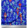 thumbnail image 1 of Soimoi Blue Georgette Viscose Fabric Fish Ocean Decor Fabric Printed Yard 42 Inch Wide, 1 of 2