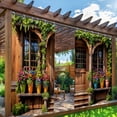 thumbnail image 1 of Rideaux d'Extérieur Imperméables Rideaux de Cour Rideaux Plantes Vertes et Fleurs Ensemble de 2 Pcs 5,9 Po, 1 of 6